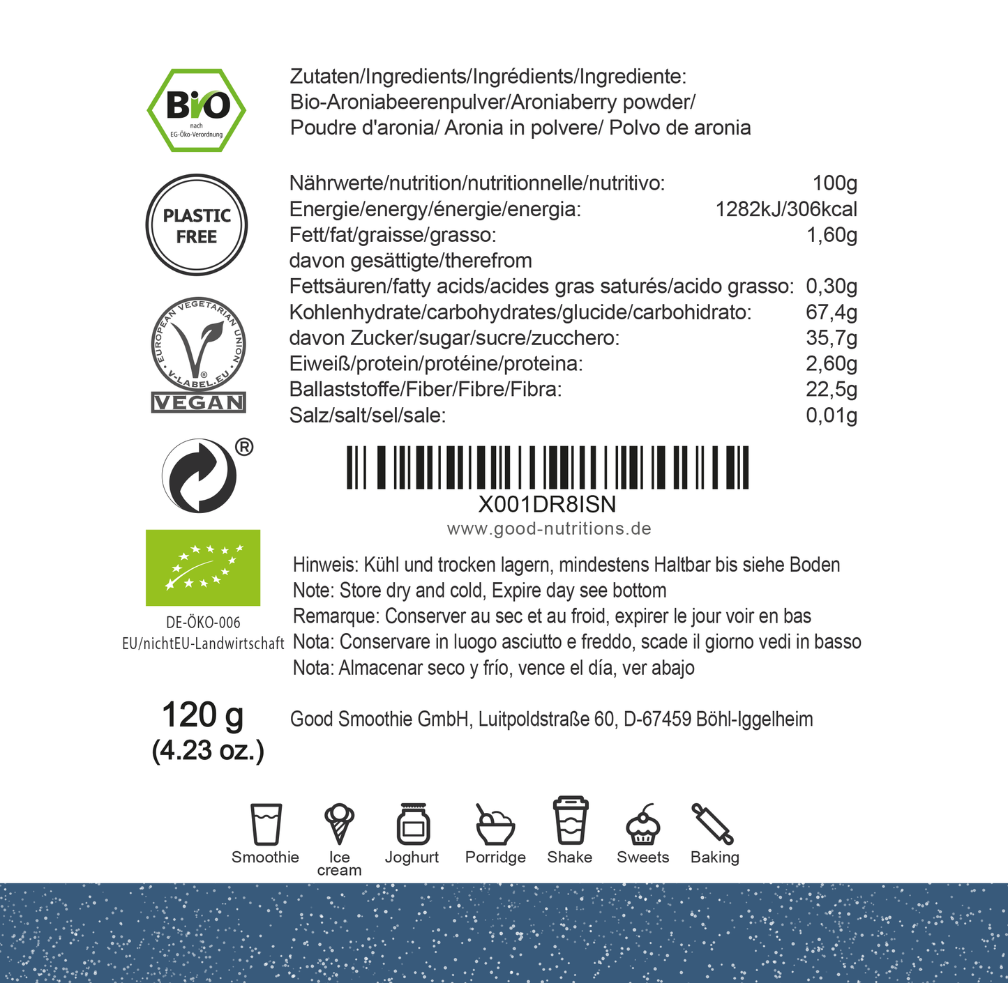 Aroniabeerpulver Bio gefriergetrocknet