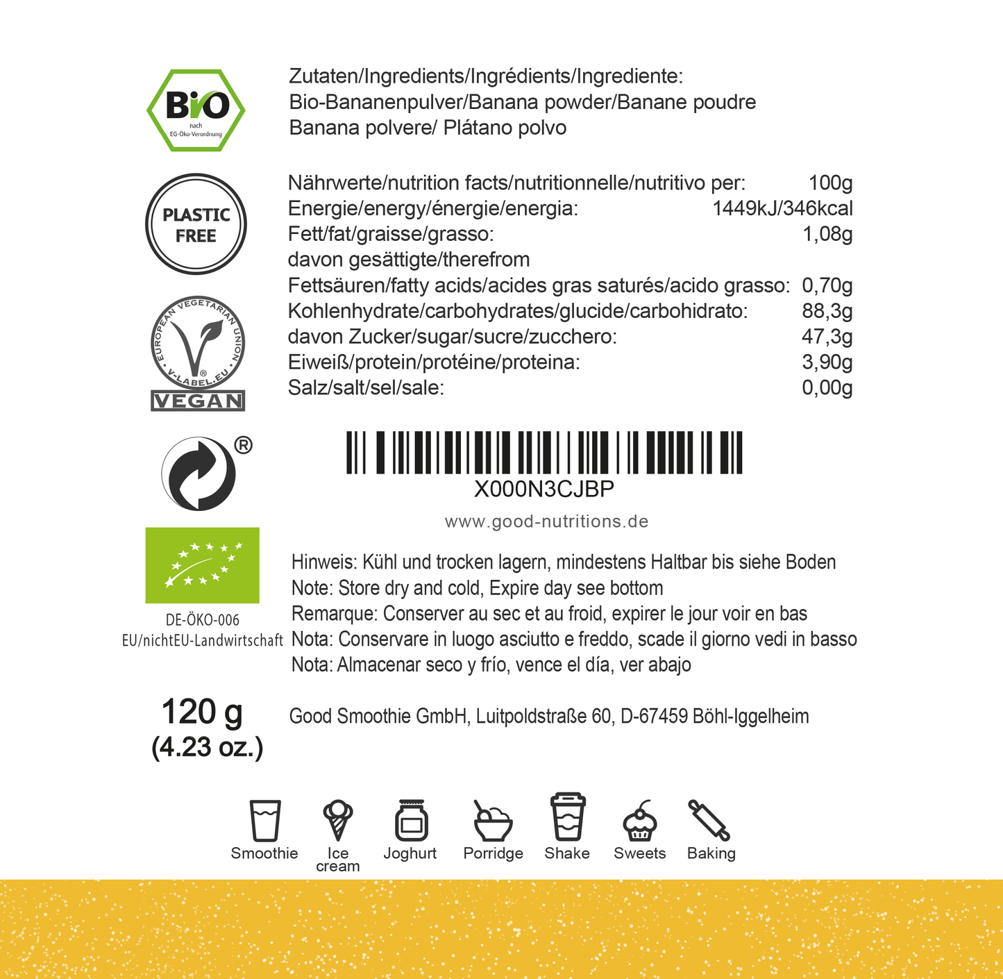 Bananenpulver Bio gefriergetrocknet