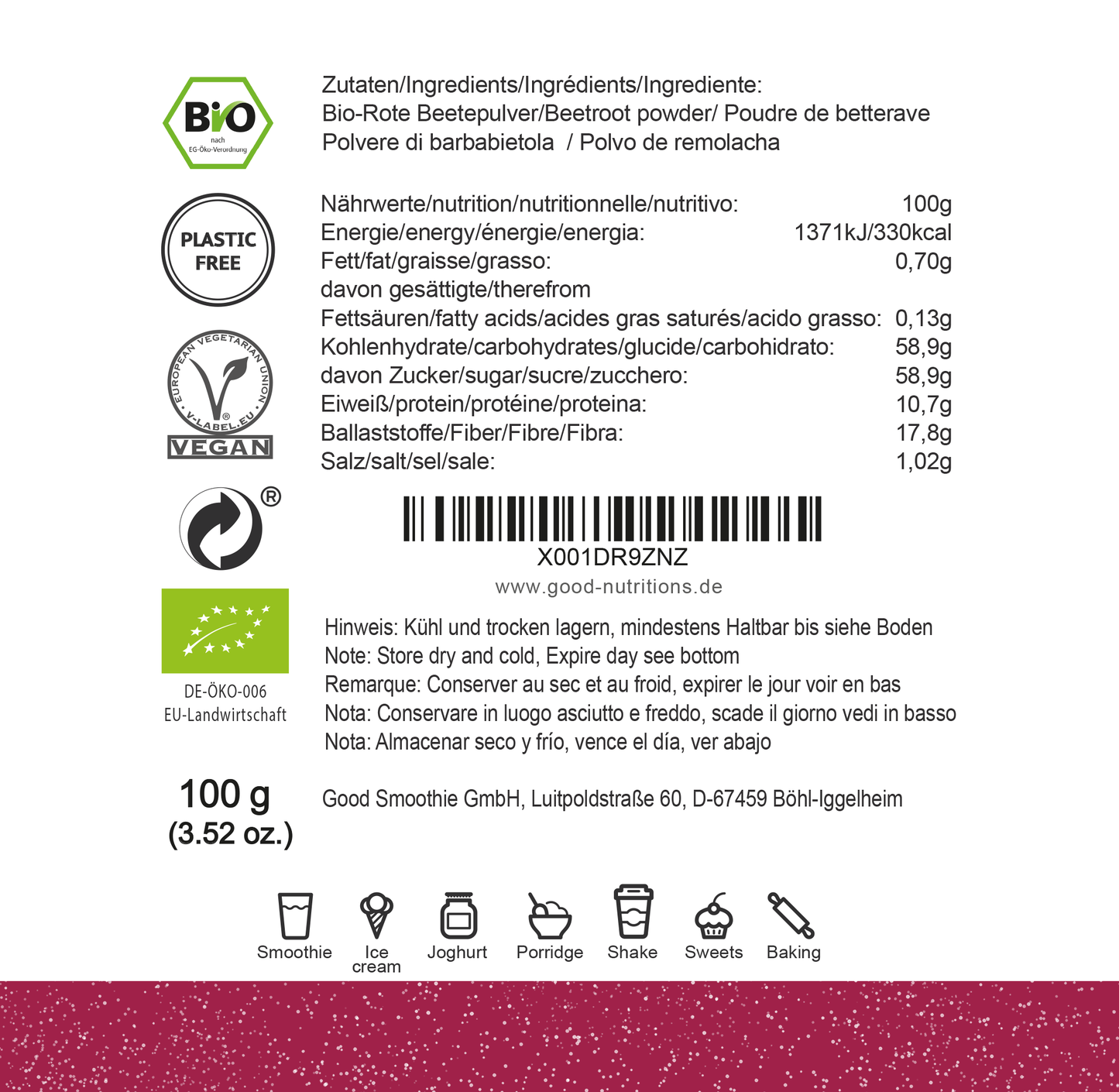 Rote Beetepulver Bio gefriergetrocknet