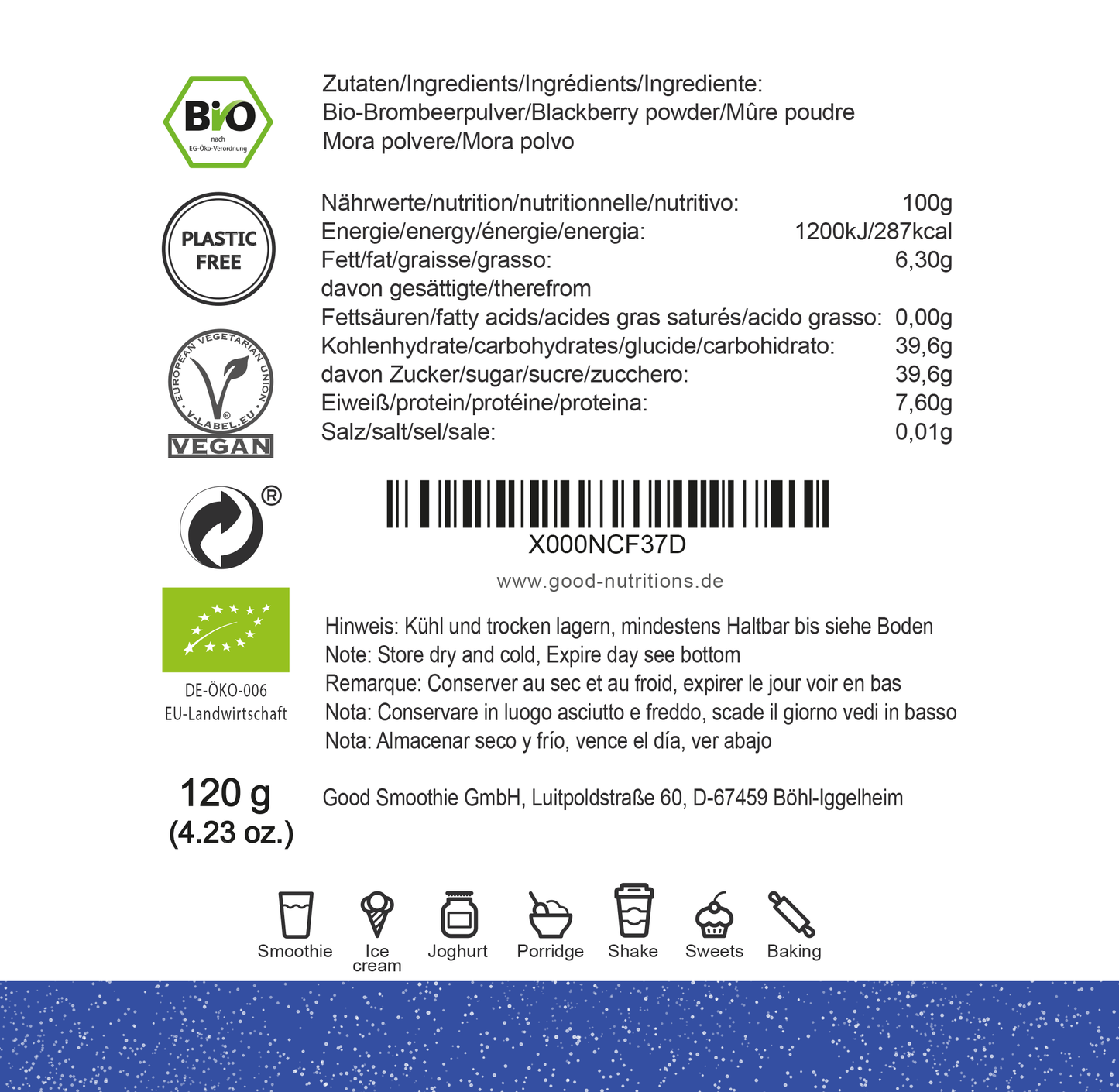 Brombeerpulver Bio gefriergetrocknet
