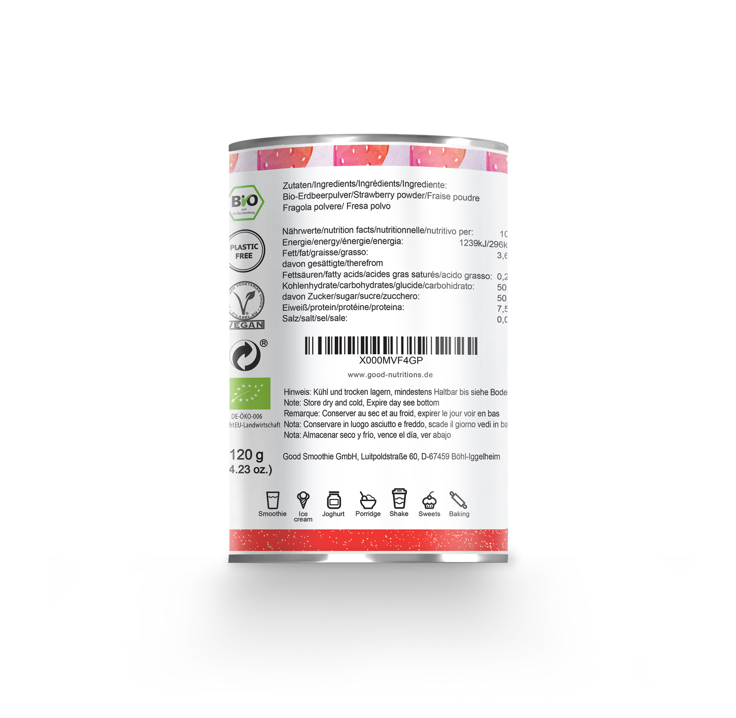 Erdbeerpulver Bio gefriergetrocknet
