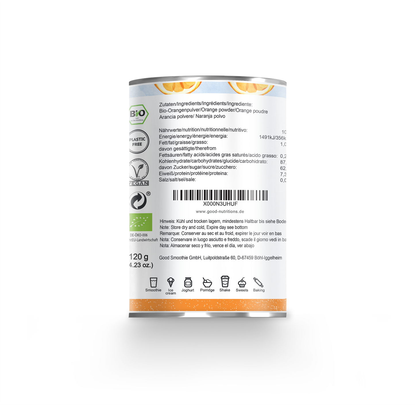 Orangenpulver Bio gefriergetrocknet