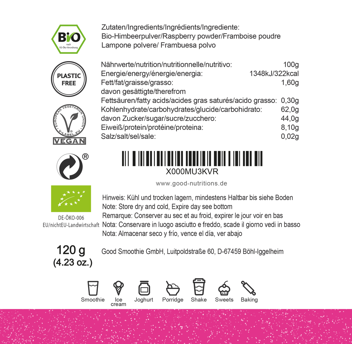 Himbeerpulver Bio gefriergetrocknet