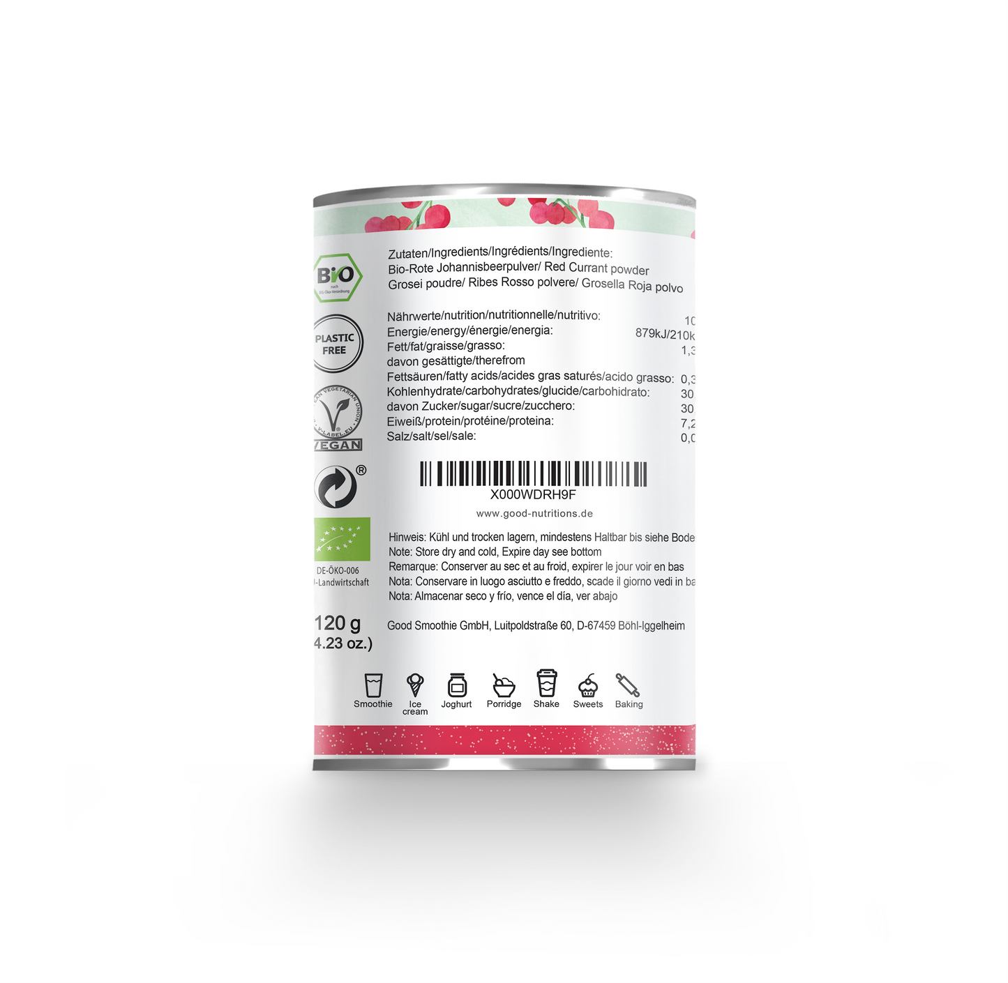 Rotes Johannisbeerpulver Bio gefriergetrocknet